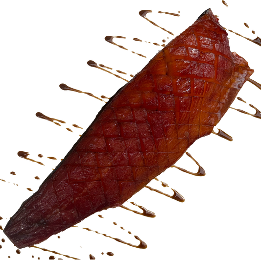 candied cold smoked atlantic salmon fillet on a transparent background