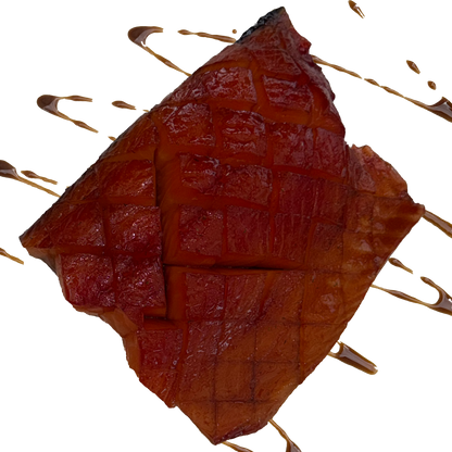 candied cold smoked atlantic salmon chunk on a transparent background
