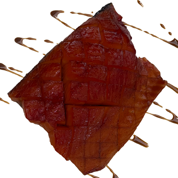 candied cold smoked atlantic salmon chunk on a transparent background