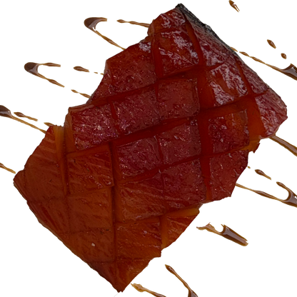 candied cold smoked atlantic salmon portion on a transparent background