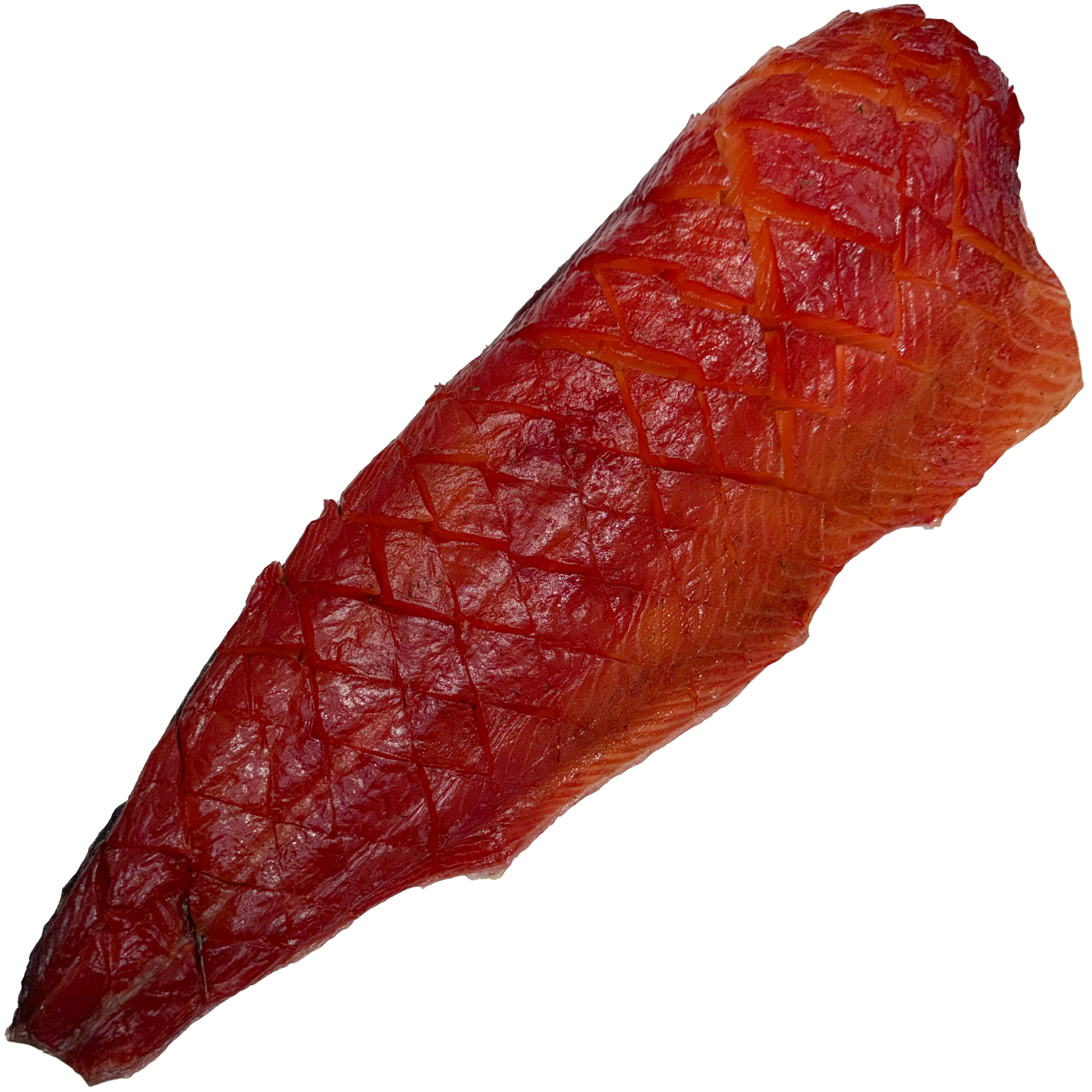 cold smoked atlantic salmon fillet on a transparent background