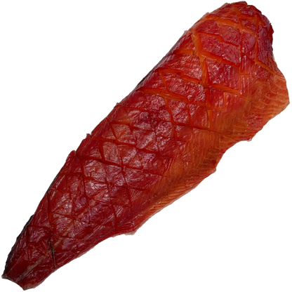 cold smoked atlantic salmon fillet on a transparent background