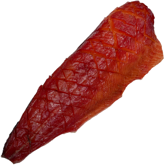 cold smoked atlantic salmon fillet on a transparent background