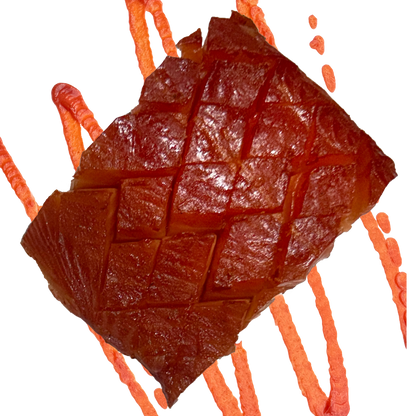 spicy sriracha cold smoked atlantic salmon portion on a transparent background
